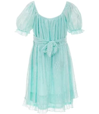 Allison & Kelly Big Girls Puffed-Sleeve Floral Lace Fit & Flare Dress