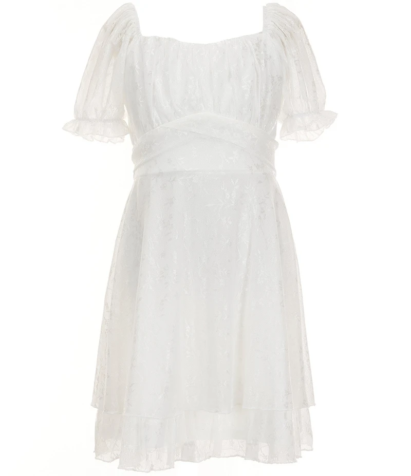 Allison & Kelly Big Girls Puffed-Sleeve Floral Lace Fit & Flare Dress