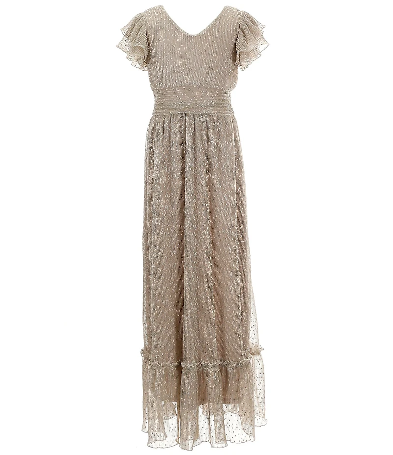 Allison & Kelly Big Girls Ruffle Sleeve Plisse Empire-Waist Long Dress