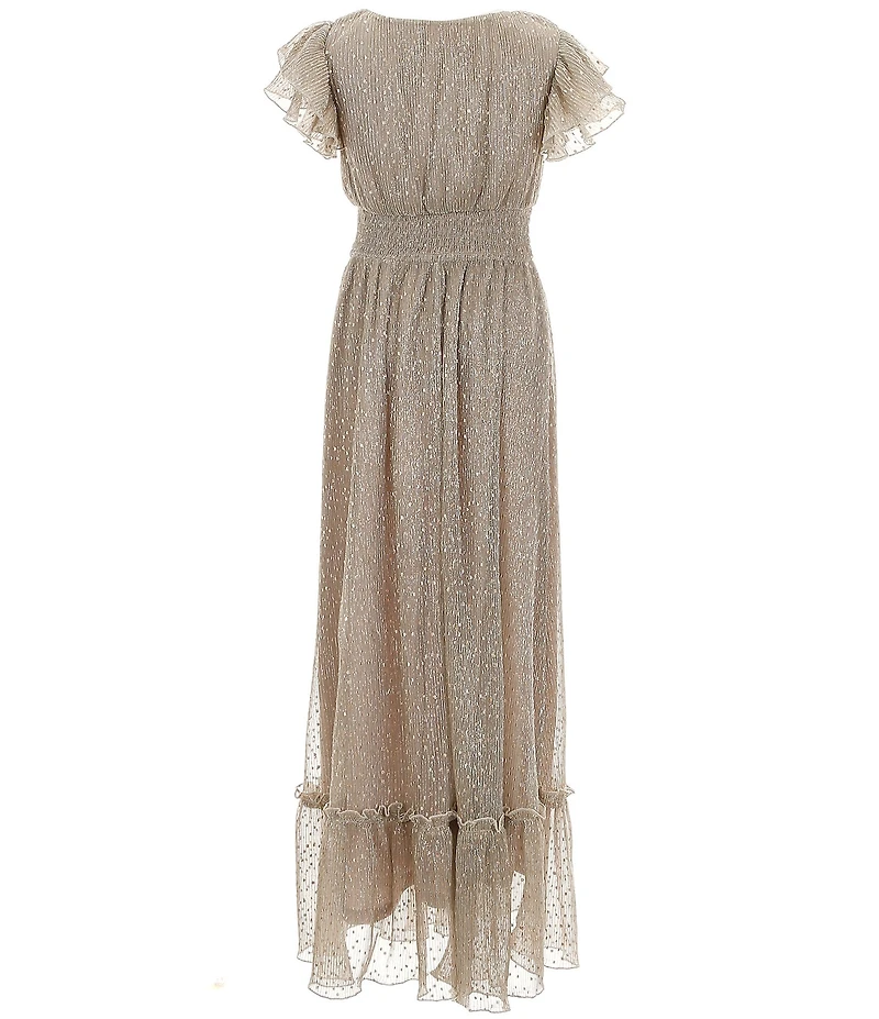 Allison & Kelly Big Girls Ruffle Sleeve Plisse Empire-Waist Long Dress