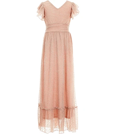 Allison & Kelly Big Girls Ruffle Sleeve Plisse Empire-Waist Long Dress