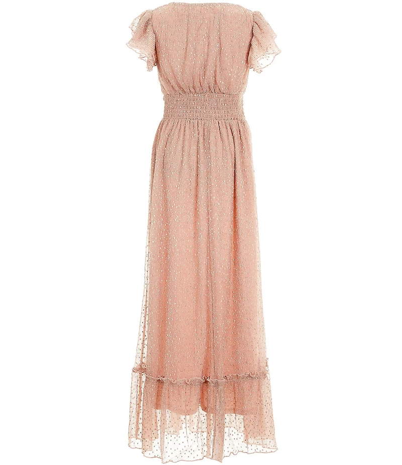 Allison & Kelly Big Girls Ruffle Sleeve Plisse Empire-Waist Long Dress