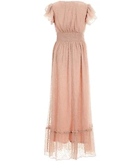 Allison & Kelly Big Girls Ruffle Sleeve Plisse Empire-Waist Long Dress