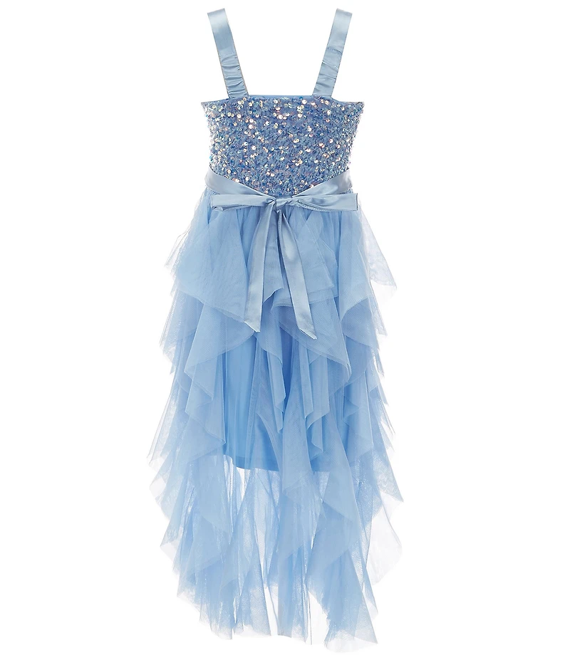 Allison & Kelly Big Girls Sequin-Embellished Crushed-Velvet/Cascading-Ruffled Skirted Ballgown