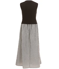 Allison & Kelly Big Girls Sleeveless Knit Bow Vest & Gingham Dress Set