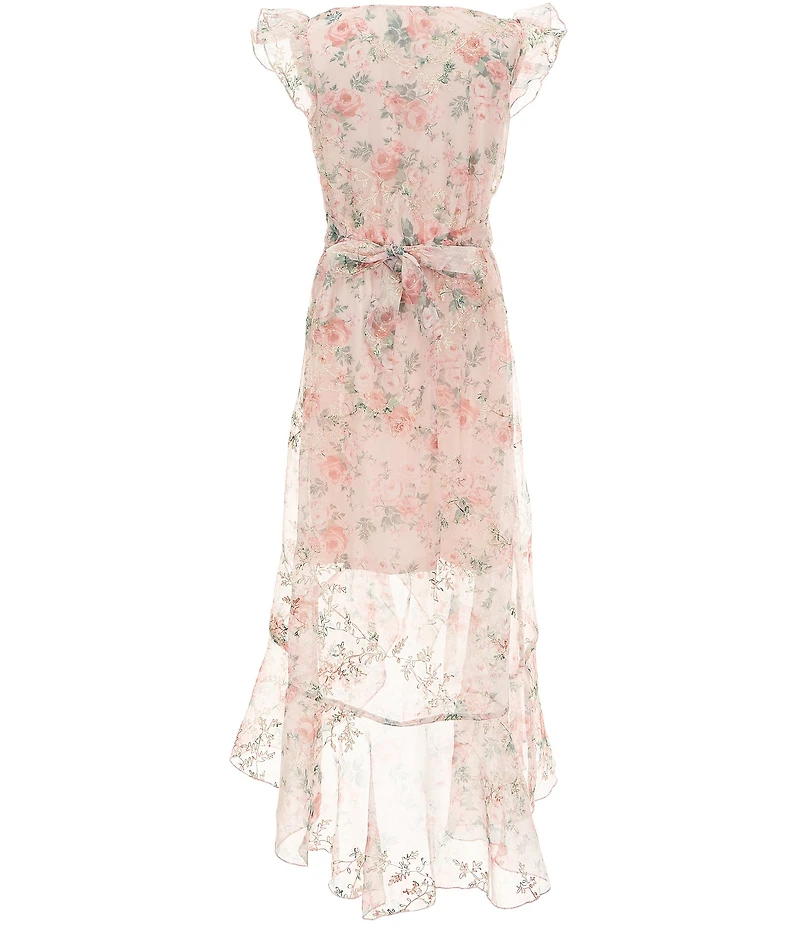 Allison & Kelly Big Girls Flutter-Sleeve Faux-Wrap High-Low-Hem Dress