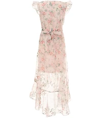 Allison & Kelly Big Girls Flutter-Sleeve Faux-Wrap High-Low-Hem Dress