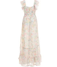 Allison & Kelly Big Girls Flutter-Sleeve Floral Jacquard/Chiffon Long Dress