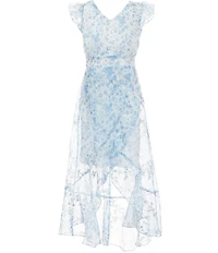 Allison & Kelly Big Girls Flutter-Sleeve Printed High-Low-Hem Organza Dress