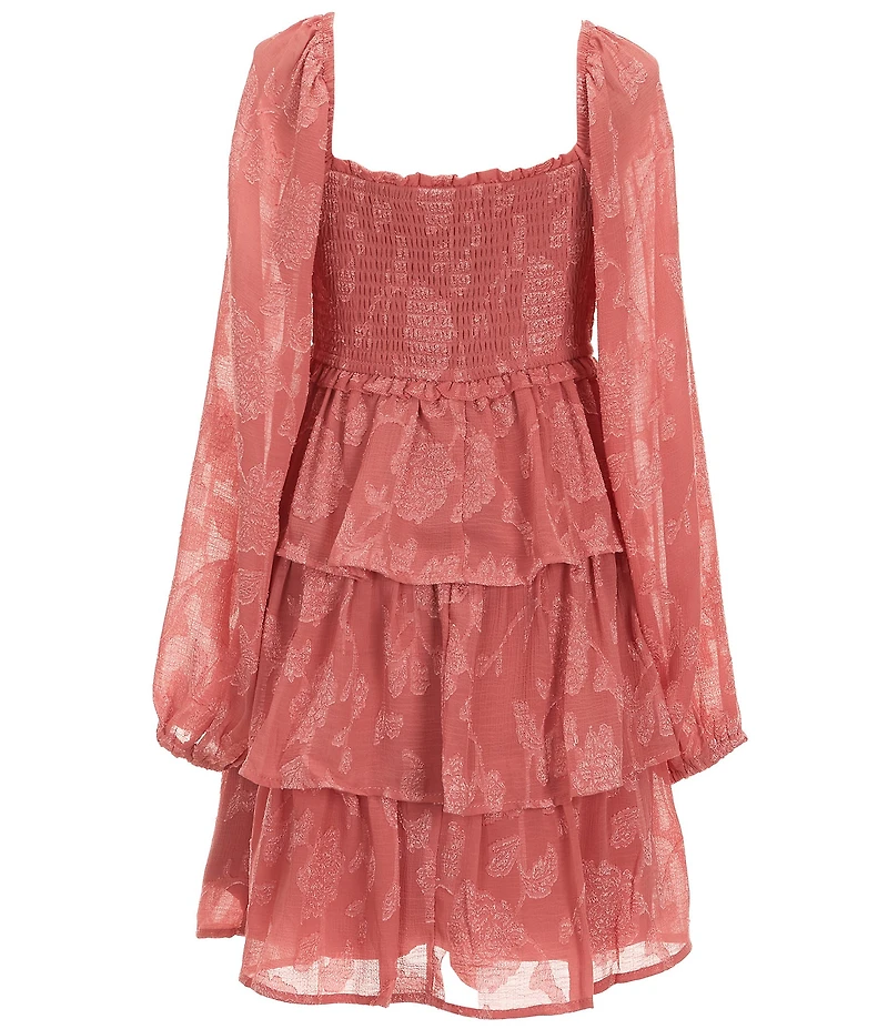 Allison & Kelly Big Girls Long Girls Jacquard Chiffon Baby Doll Dress