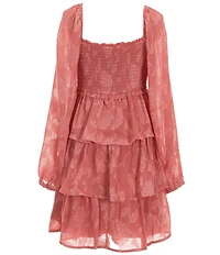 Allison & Kelly Big Girls Long Girls Jacquard Chiffon Baby Doll Dress