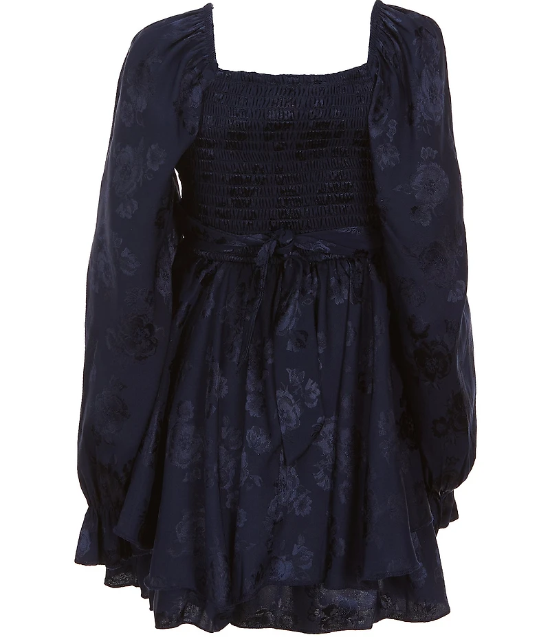 Allison & Kelly Big Girls Long-Sleeve Jacquard Floral Satin Jumper