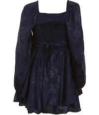 Allison & Kelly Big Girls Long-Sleeve Jacquard Floral Satin Jumper