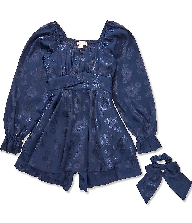 Allison & Kelly Big Girls Long-Sleeve Jacquard Floral Satin Jumper