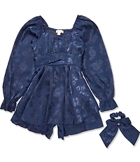 Allison & Kelly Big Girls Long-Sleeve Jacquard Floral Satin Jumper