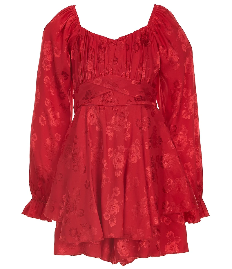 Allison & Kelly Big Girls Long-Sleeve Jacquard Floral Satin Jumper