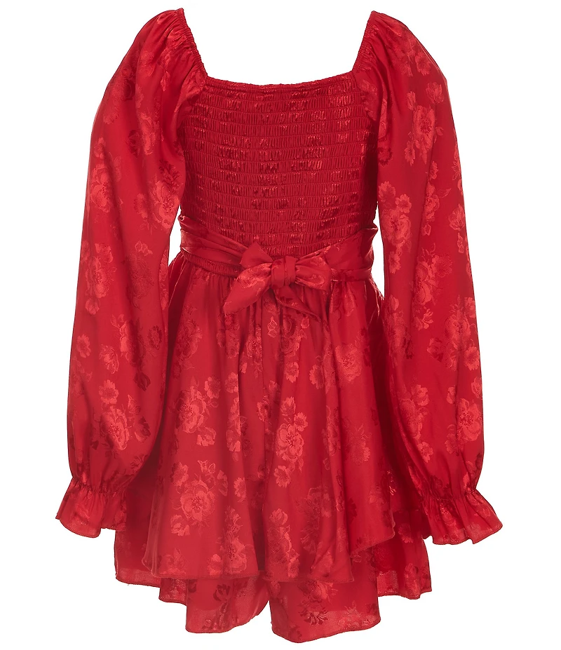 Allison & Kelly Big Girls Long-Sleeve Jacquard Floral Satin Jumper