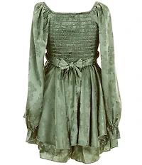 Allison & Kelly Big Girls Long Sleeve Jacquard Floral Satin Romper