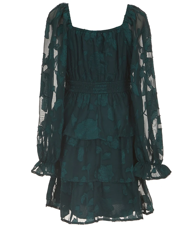 Allison & Kelly Big Girls Long-Sleeve Printed Chiffon Fit-And-Flare Dress