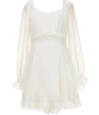 Allison & Kelly Big Girls Long Sleeve Swiss-Dot Chiffon Romper