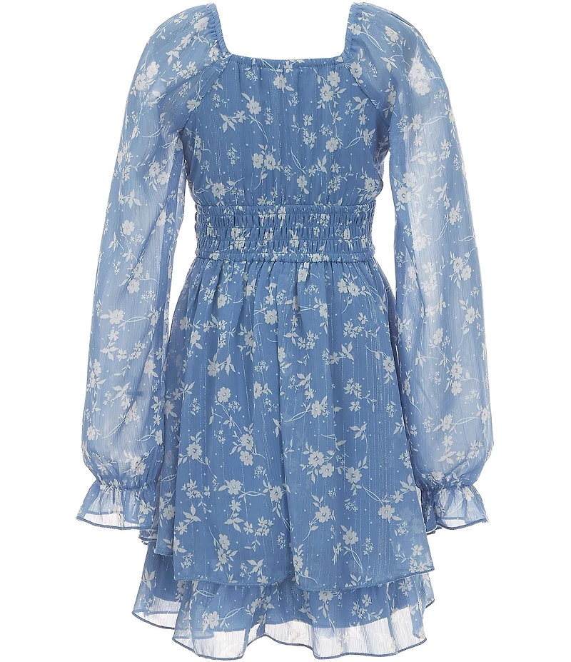 Allison & Kelly Big Girls Puff Sleeve Floral Lurex Dress