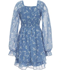 Allison & Kelly Big Girls Puff Sleeve Floral Lurex Dress