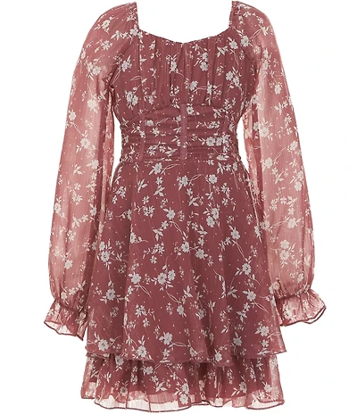 Allison & Kelly Big Girls Puff Sleeve Floral Lurex Dress