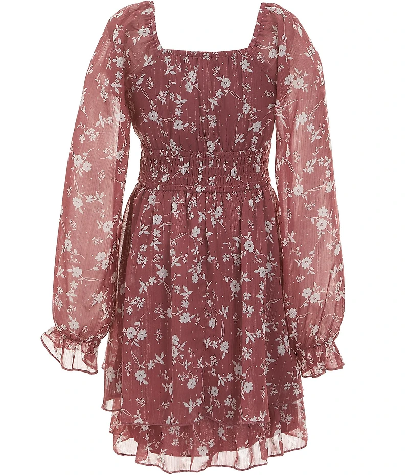 Allison & Kelly Big Girls Puff Sleeve Floral Lurex Dress