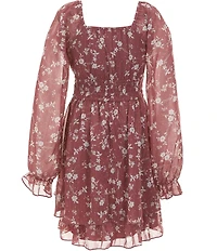 Allison & Kelly Big Girls Puff Sleeve Floral Lurex Dress