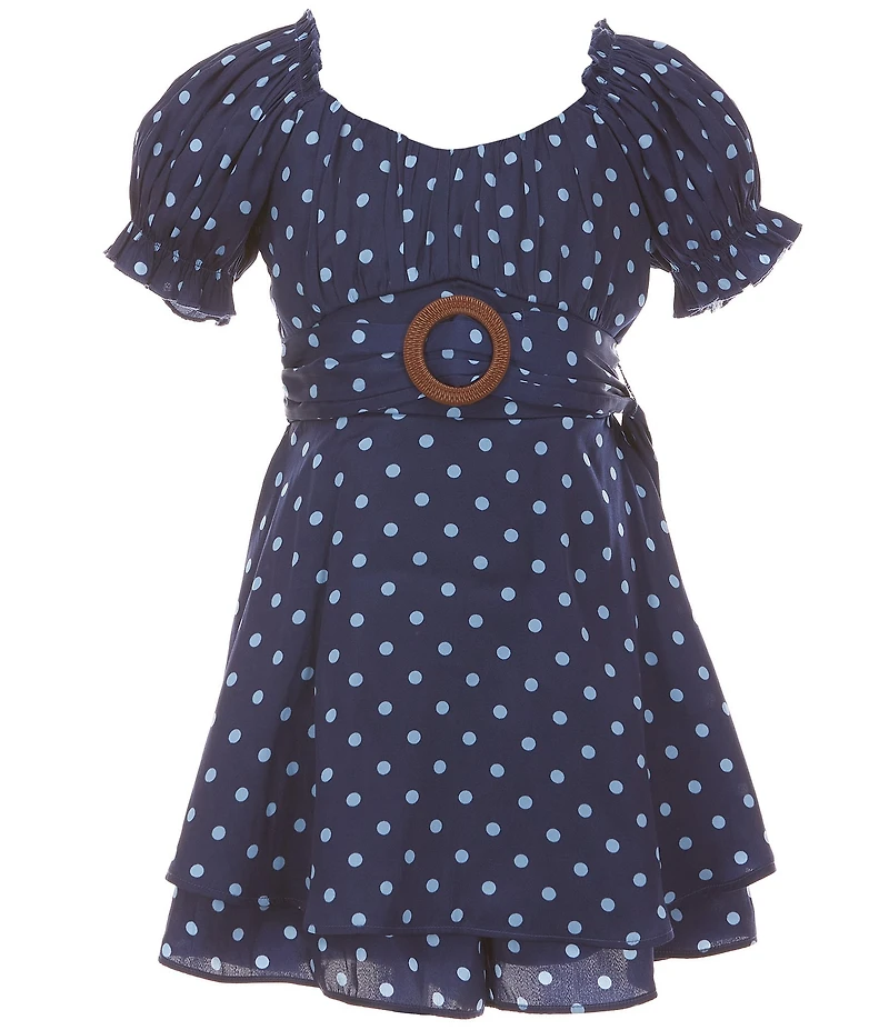 Allison & Kelly Big Girls Puffed-Sleeve Dotted Romper