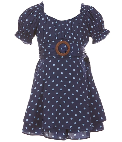 Allison & Kelly Big Girls Puffed-Sleeve Dotted Romper