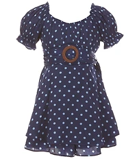 Allison & Kelly Big Girls Puffed-Sleeve Dotted Romper
