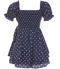 Allison & Kelly Big Girls Puffed-Sleeve Dotted Romper