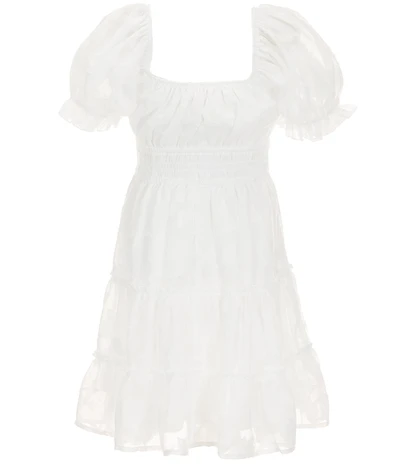 Allison & Kelly Big Girls Short Puffed Sleeve Jacquard Chiffon Smocked Pleated Ruffle Tier Hem Dress