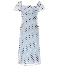 Allison & Kelly Big Girls Short Sleeve Dotted Chiffon Midi Dress