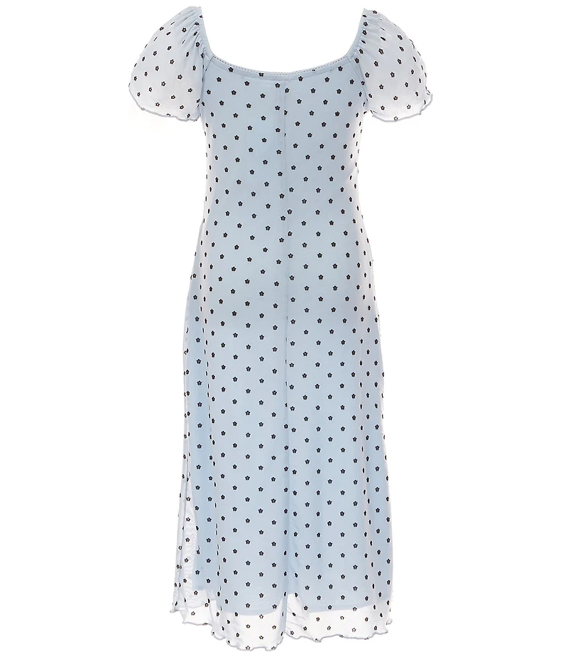 Allison & Kelly Big Girls Short Sleeve Dotted Chiffon Midi Dress