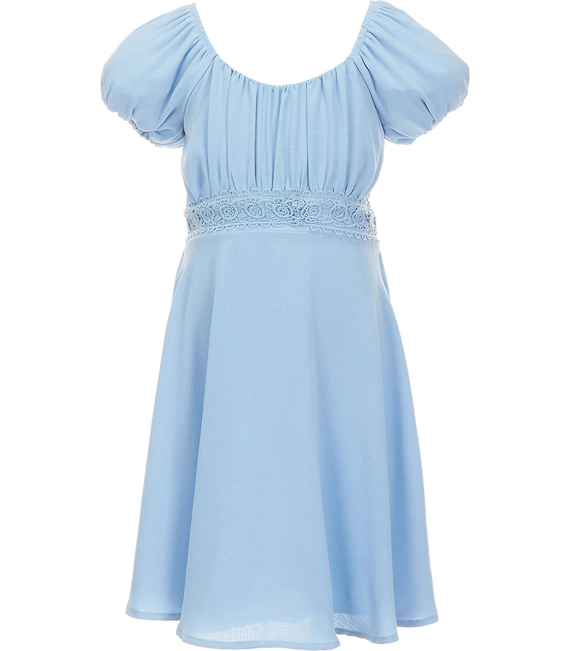 Allison & Kelly Big Girls Puff Sleeve Lace Detailed Empire Waist Dress