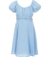 Allison & Kelly Big Girls Puff Sleeve Lace Detailed Empire Waist Dress