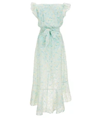 Allison & Kelly Big Girls Flutter Sleeve Floral Soutache Ruffle Wrap Midi Dress