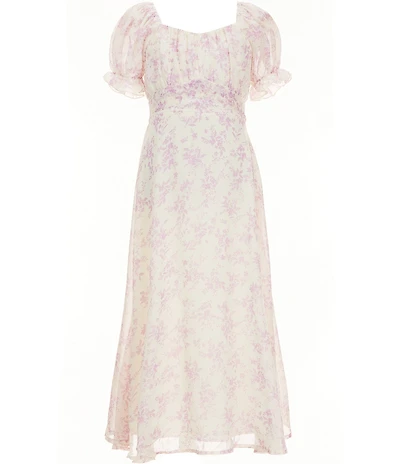 Allison & Kelly Big Girls Puff Ruffle Sleeve Yoryo Chiffon Empire Back Tie Floral Printed Maxi Dress