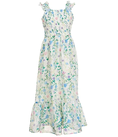 Allison & Kelly Big Girls Sleeveless Floral Burnout Jacquard Maxi Dress