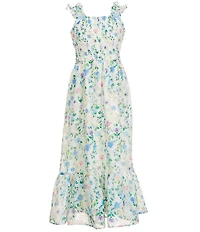 Allison & Kelly Big Girls Sleeveless Floral Burnout Jacquard Maxi Dress