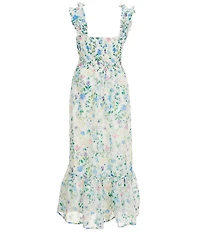 Allison & Kelly Big Girls Sleeveless Floral Burnout Jacquard Maxi Dress