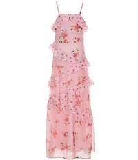 Allison & Kelly Big Girls Spaghetti Straps Floral Print Ruffle Maxi Dress