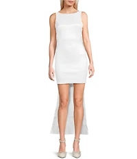Allison & Kelly Boat Neck Low Bow Back Mini Dress