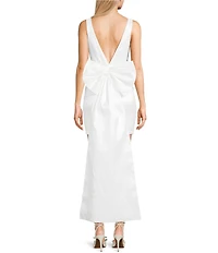 Allison & Kelly Boat Neck Low Bow Back Mini Dress