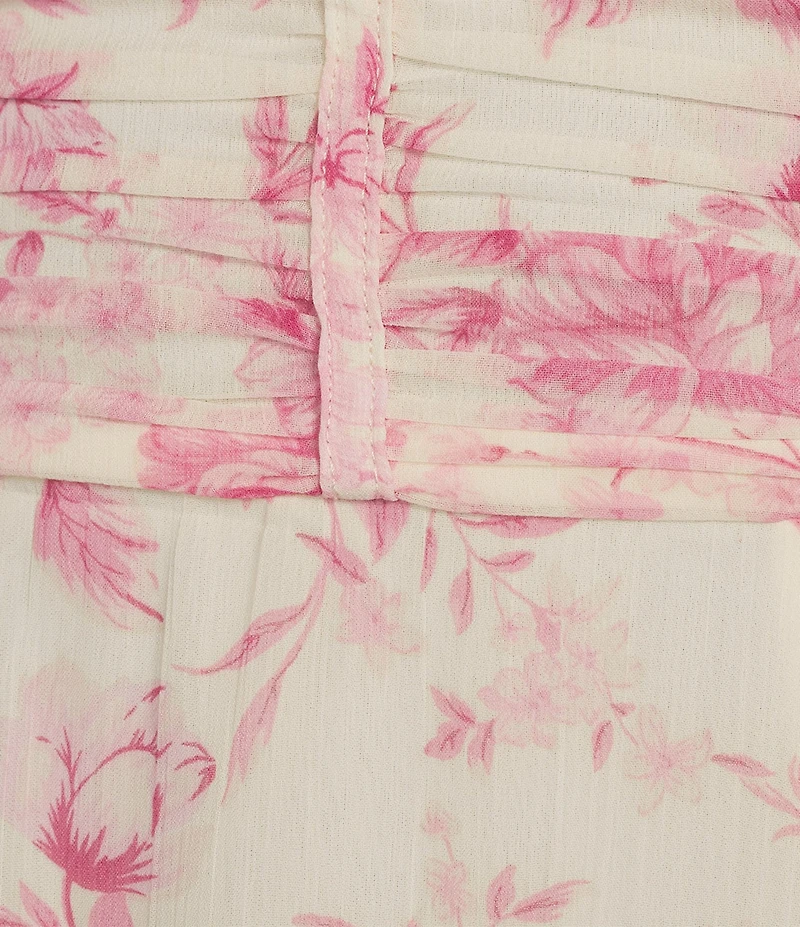 Allison & Kelly Chiffon Floral Print V-Neck Long Sleeve Dress