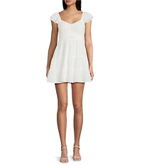 Allison & Kelly V-Neck Flutter Sleeve Tiered Tie Back Dress