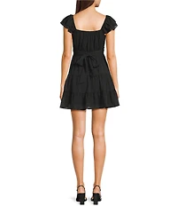 Allison & Kelly V-Neck Flutter Sleeve Tiered Tie Back Dress