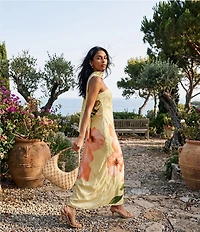 Allison & Kelly Exploded Floral Printed Strapless Scarf Maxi Dress